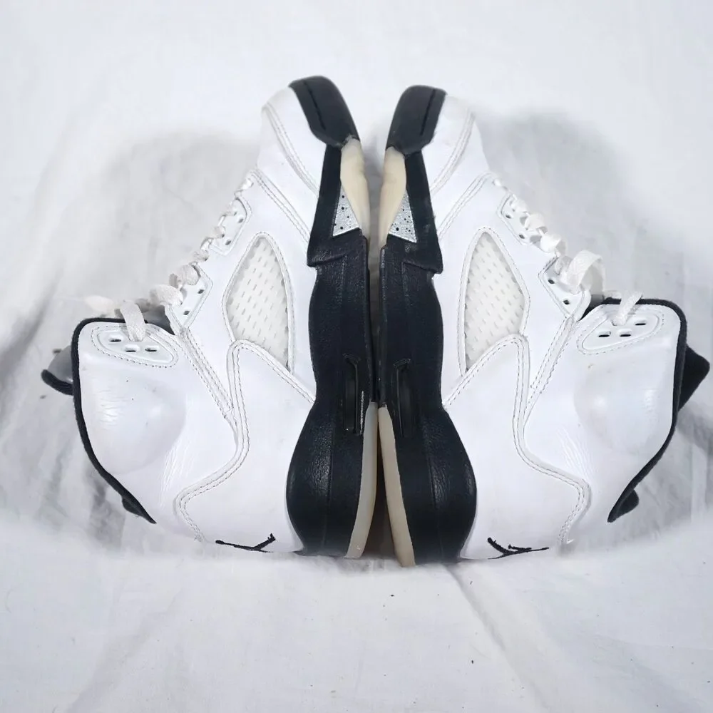Nike Air Jordan 5 Reverse Metallic White Black GS 4.5Y 440888-110 Minty